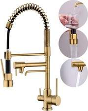 3 Way Kitchen Faucet 3 in 1 Drinking Water Purifier Brushed Gold