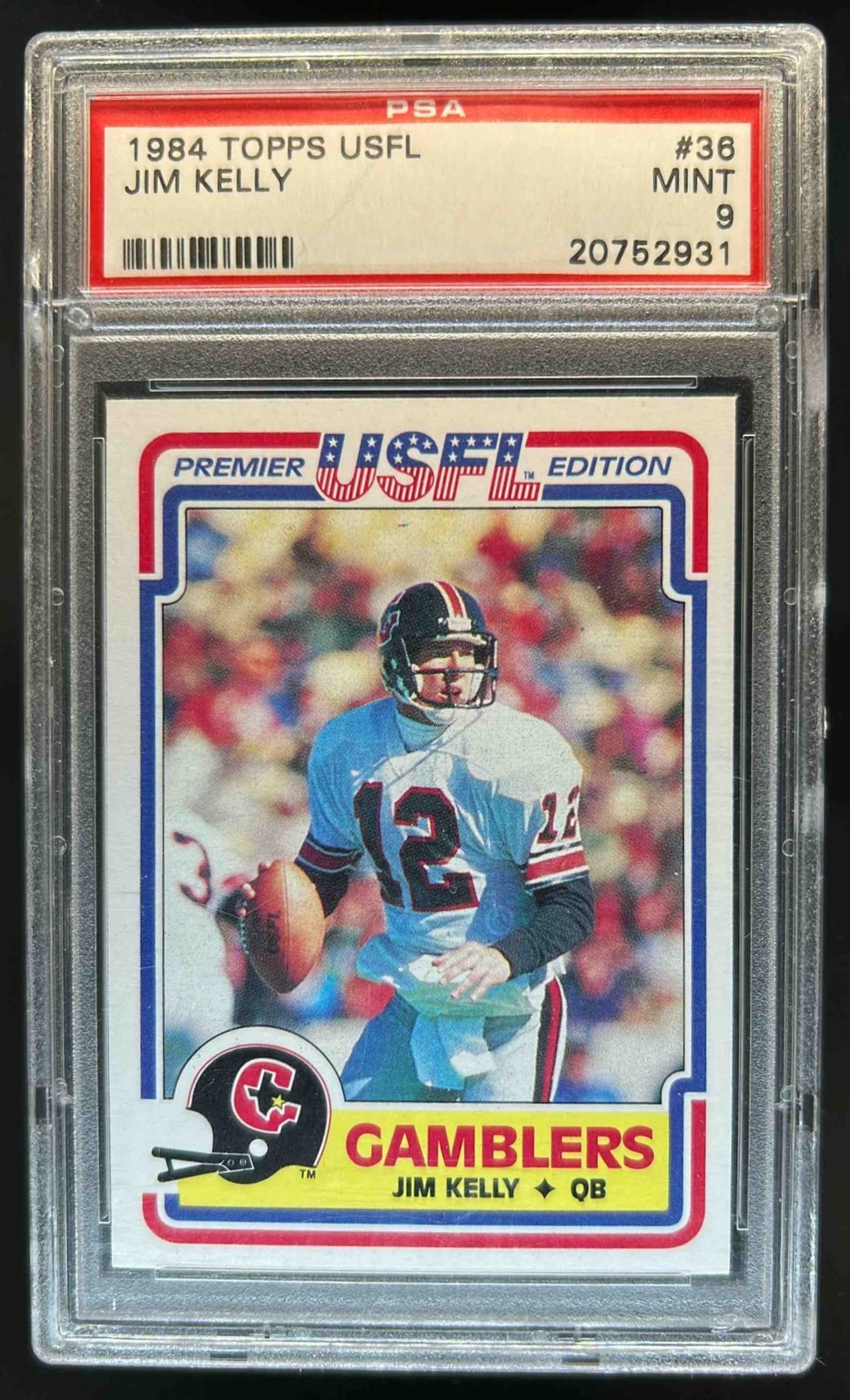 1984 Topps USFL Jim Kelly Rookie RC #36 PSA 9