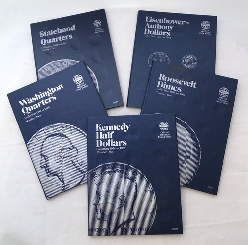 (5) Assorted Whitman Coin Albums Empty Dimes/Quarters/Dollars / FedEx FS unk5bw