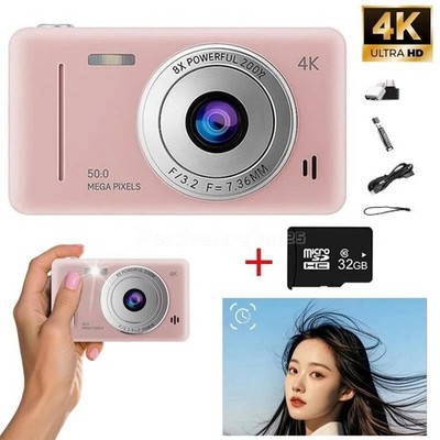 Digital Camera with 32GB Card 50MP 1080P 2.4  Screen 8X Zoom Anti-Shake
