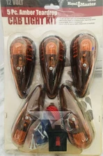 Haul-Master 5Pc Amber Lens Light Cab Marker Top Roof Running Lights Kit-Teardrop