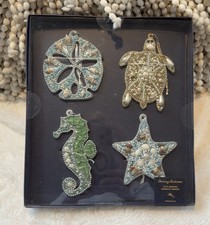 Tommy Bahama Beaded Embellished Shell Coastal Ornaments Sea Life Set of 4 New