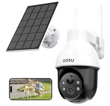 AOSU Solar Camera Security Wireless Outdoor WiFi 3K Camera Compatible with Alexa