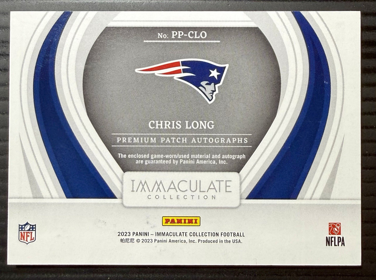 2023 Panini Immaculate Collection Chris Long Premium Patch Auto /55 PP-CLO view 2
