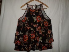 Torrid Black Floral Layered Cami Tank Sz. 0