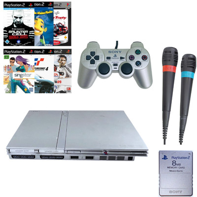 PS2 Playstation 2 Konsole Schwarz | Silber - Slim | FAT + Original Controller