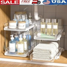 Stackable Pull-Out Drawer Organizer Multi-Purpose Storage Bathroom Kitchen New