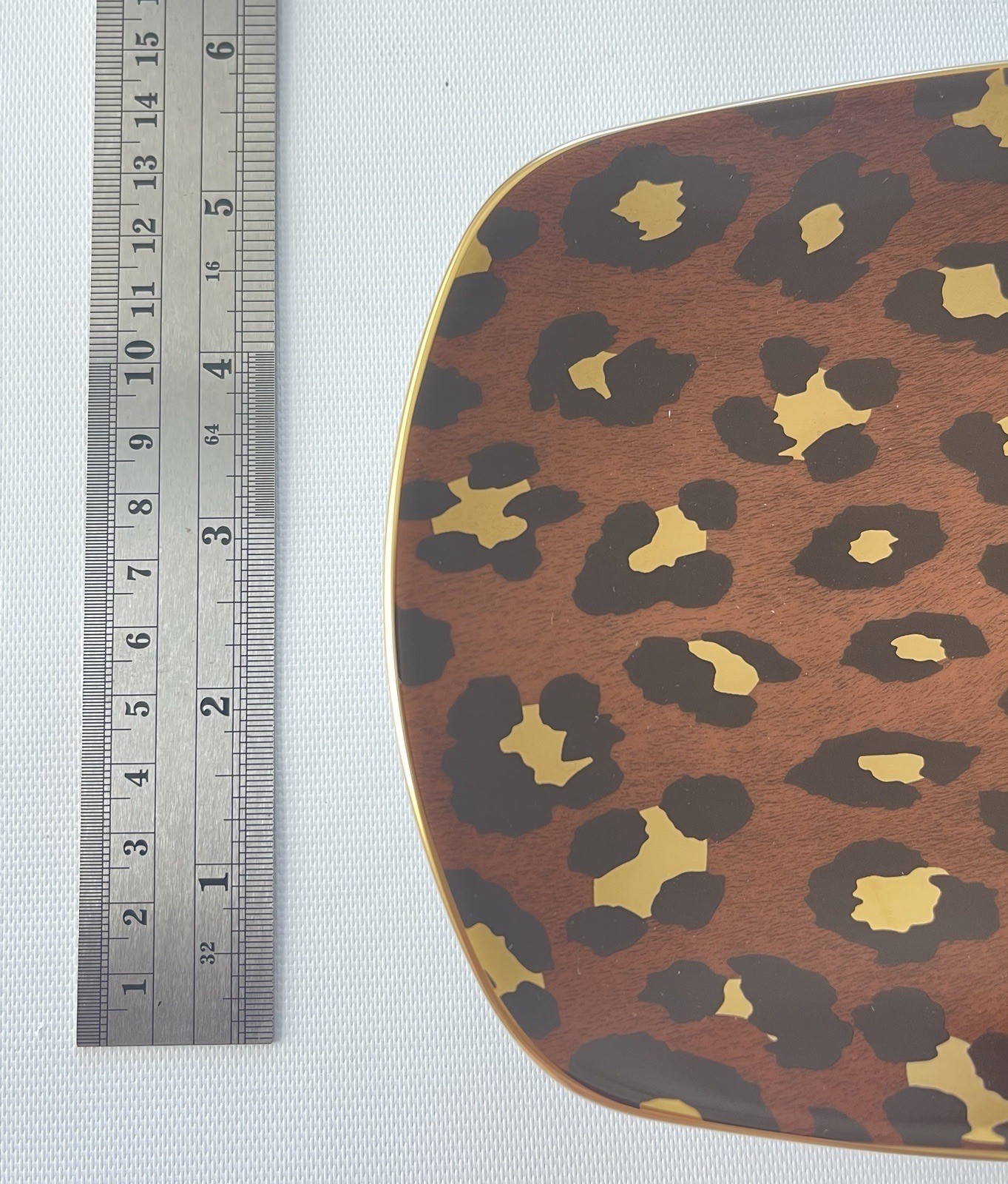 L’Objet Set/2 Leopard Gold Porcelain Serving Platters 11.75 X 5.5” & 7 X 5” NIB