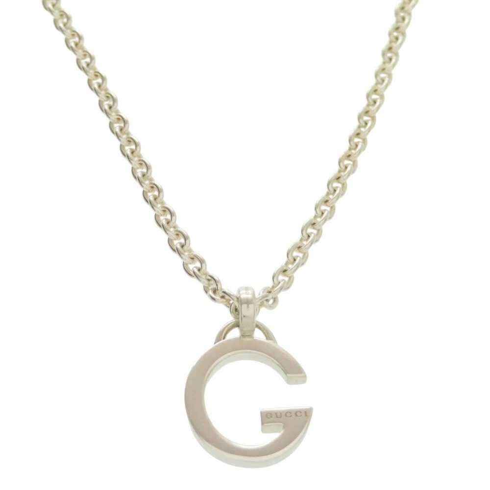 Gucci G Logo Argento 925 Collana Accessori 0372
