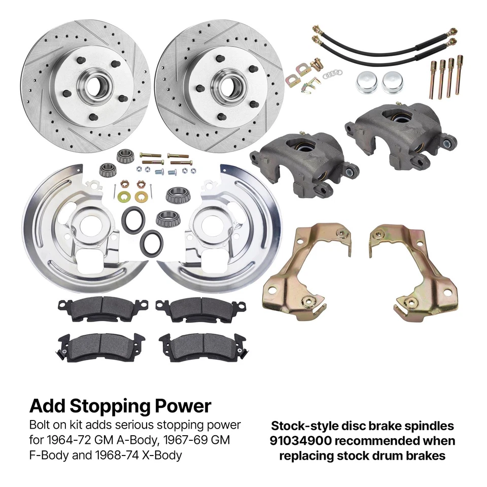 Cuerpo perforado/ranurado GM 1964-74 A/F/X 11 pulgadas Kit freno disco delantero Foto 2 de 4