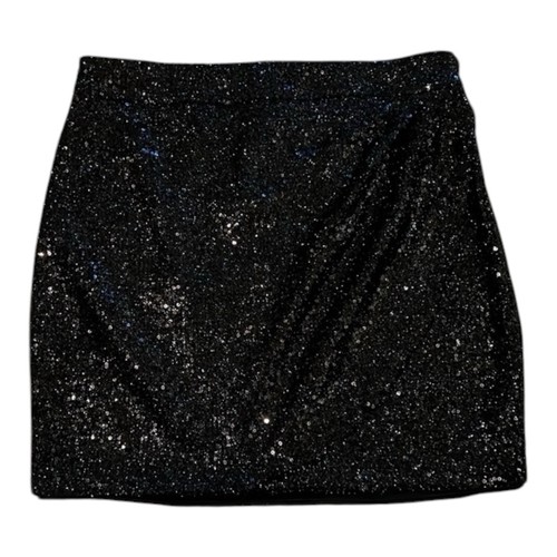 Express Women’s Size L High Rise Mini Skirt Sequin Black NWT