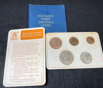 Britain's First Decimal Coins Set Blue Presentation Wallet, 15th February 1971
