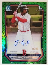 2026 Bowman Baseball Justin Gonzales Chrome Prospect Auto Reptilian Green 16/99