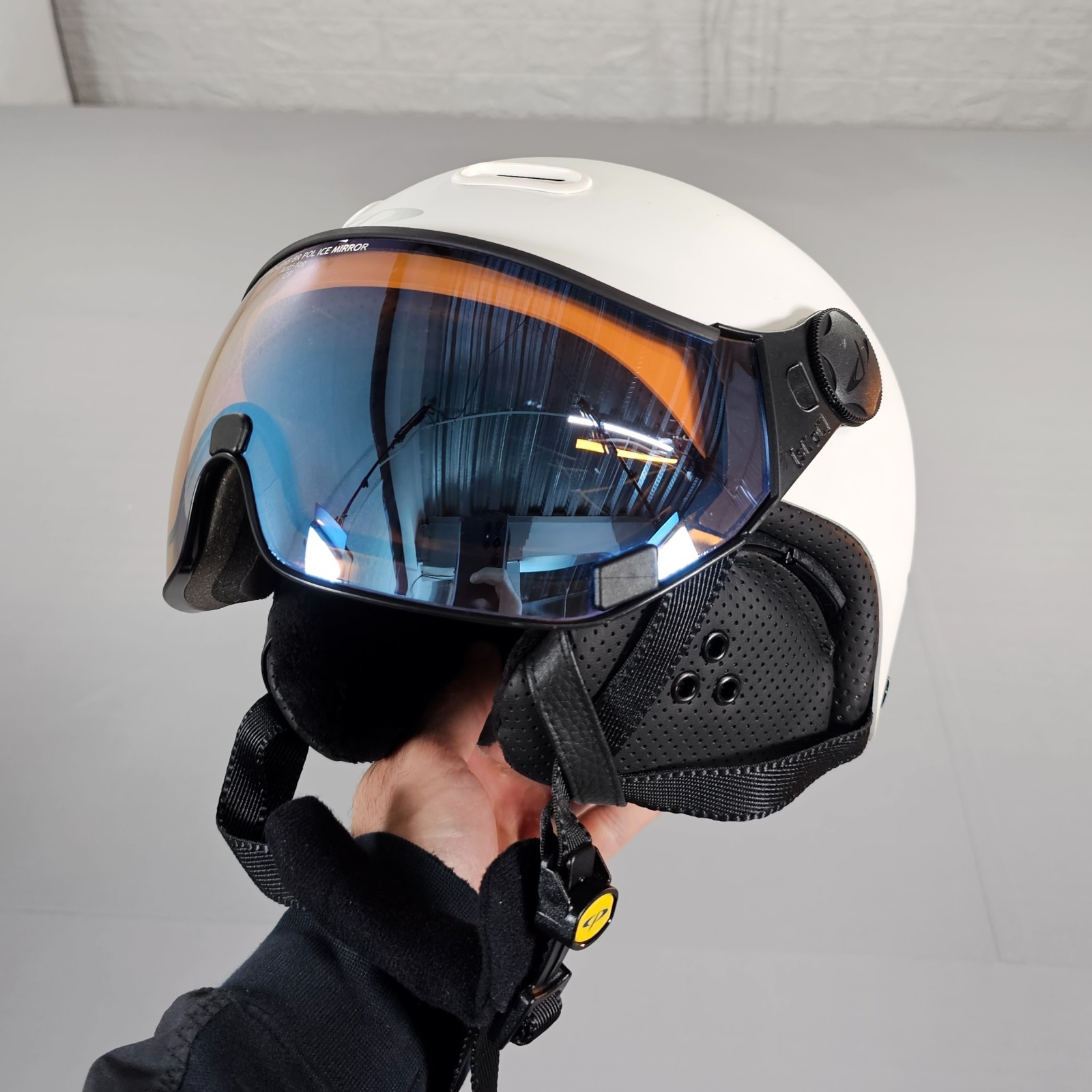 Casco de esquí CP blanco 53-55 cm visera antiniebla