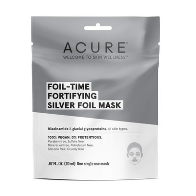 Acure Foil-Time Fortifying Silver Mask | 100% Vegan | Traps Heat to Open Pores F