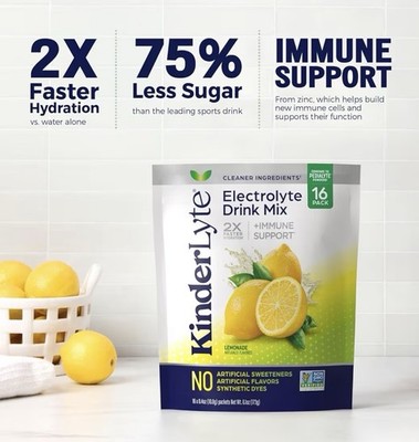 Kinderlyte Electrolyte Powder Drink Mix Packets Kids & Adults - See Description