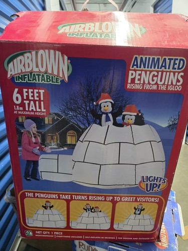Gemmy Airblown Inflatable Christmas Penguin Inflatable Igloo Pop Up AS IS