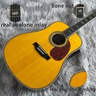 D45 acoustic guitar, with a yellowish surface and a natural rosewood fingerboard