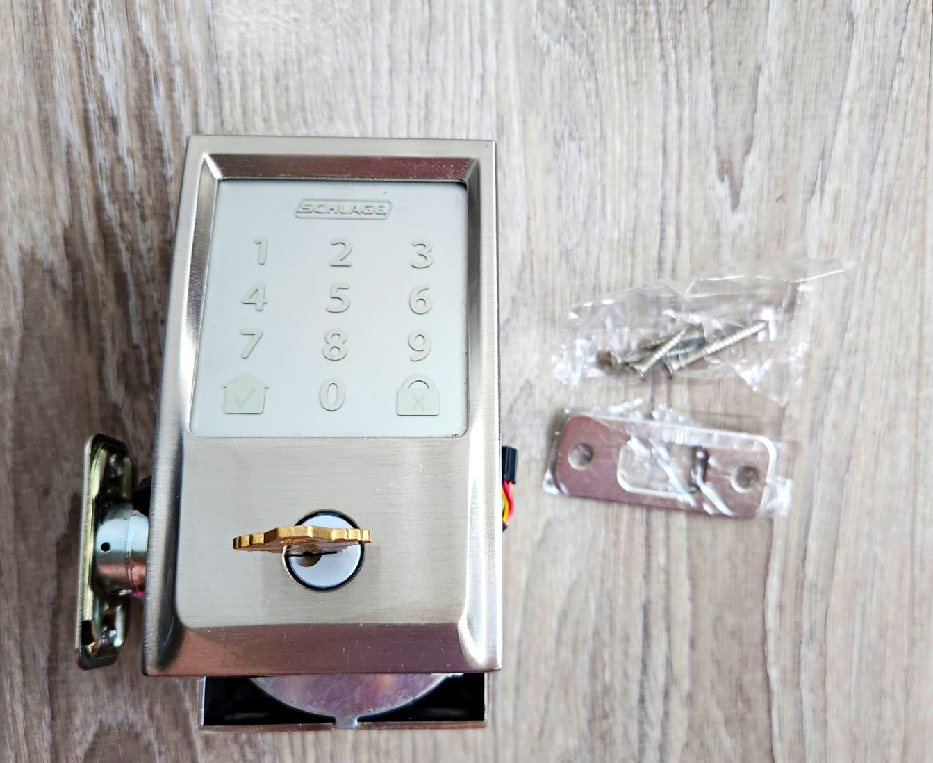 Schlage BE489WB Electronic Keyless Door Lock, Satin Finish - COMPLETE- WORKS! 
