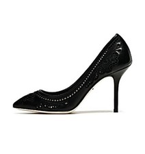 Dolce & Gabbana Embroidered Leather and Mesh Cutout Pump, 38, Brand New, Boxed