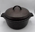 Griswold Cast Iron Hammered Dutch Oven #8 with Matching Hinged Lid 2058