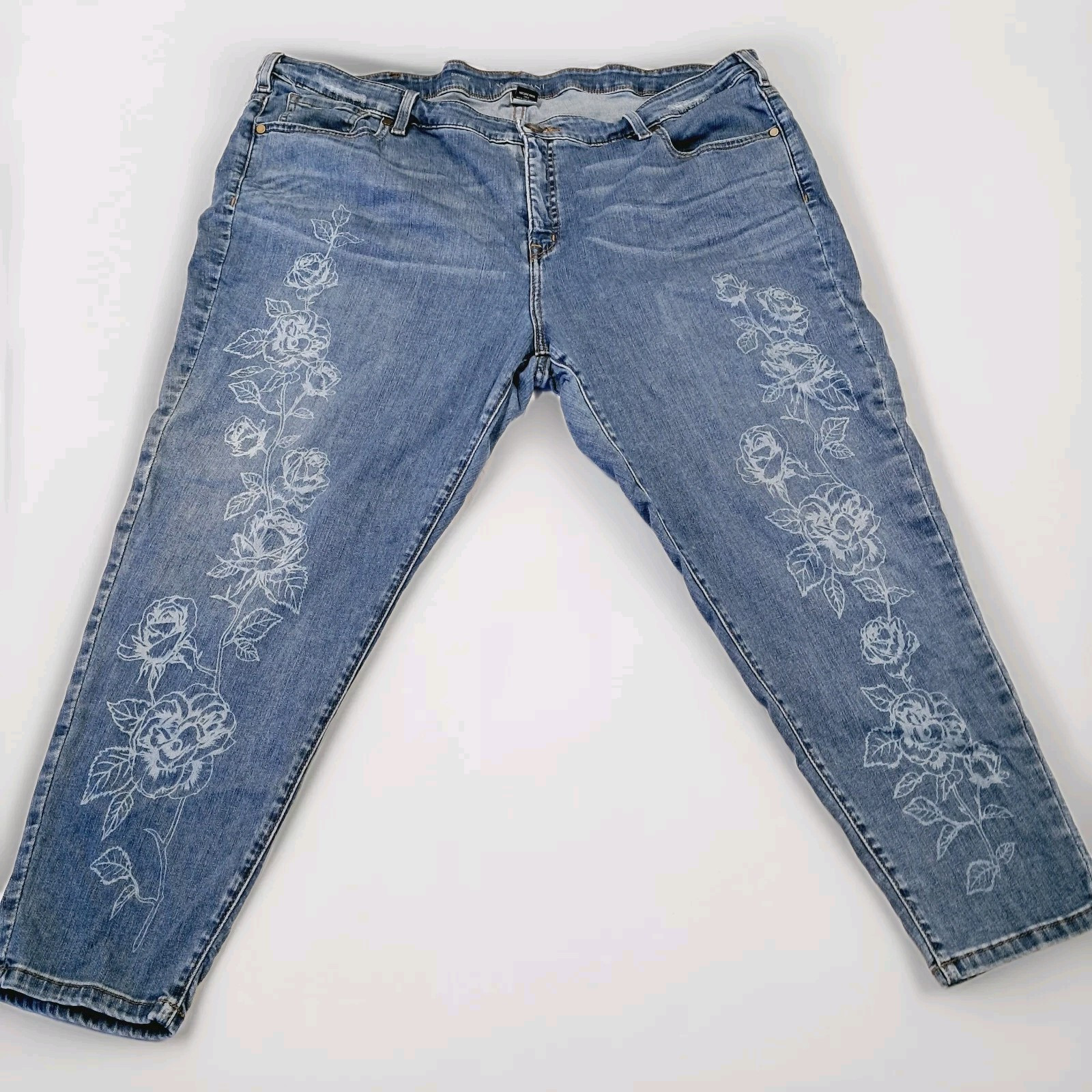 Lane Bryant Jeans Womens Mid Rise Stretch Skinny Floral Fairy Plus