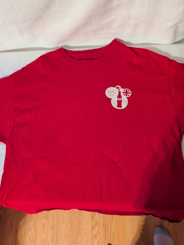 Mens X Large Hanes tagless T-shirt 2012 London Olympic Coca Cola Coke my rewards
