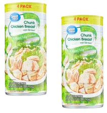 Great Value Chunk Chicken Breast, 12.5 oz Can (2 x 4 Packs=8 Ct)