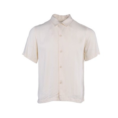 Sandro Paris Herren Ecru Spread Collar Kurzarm Hemd Gr. S SHPCM00822