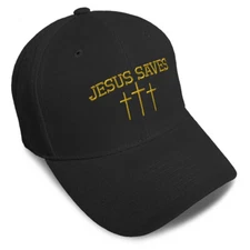 Baseball Cap Jesus Saves Gold Embroidery Acrylic Dad Hats for Men & Women 1 Size