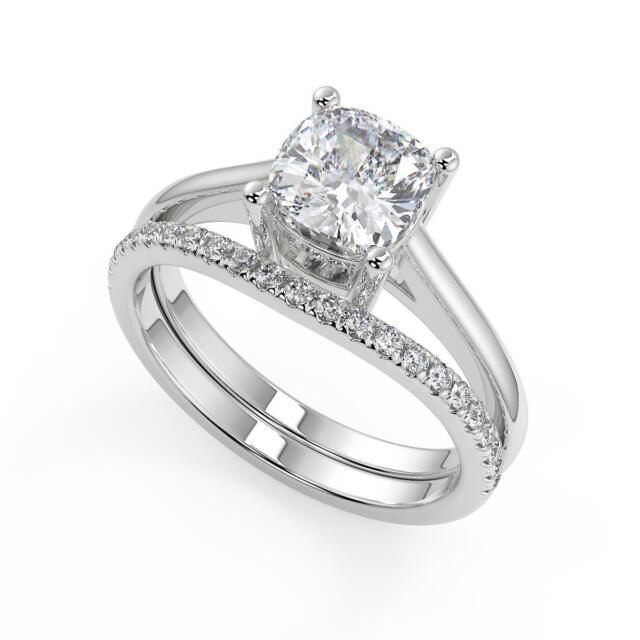 1.5 Ct Cushion Cut Four Prong Diamond Engagement Ring SI2 G Treated 1.5 Ct Cushion Cut Four Prong Diamond Engagement Ring SI2 G Treated