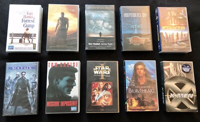 10x VHS Matrix Star Wars Braveheart Forrest Gump Gladiator X-Men Fünfte Element