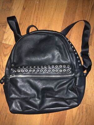 BLK leather back pack handbag with silver rivets punk rivet black leather backpack men main image 4