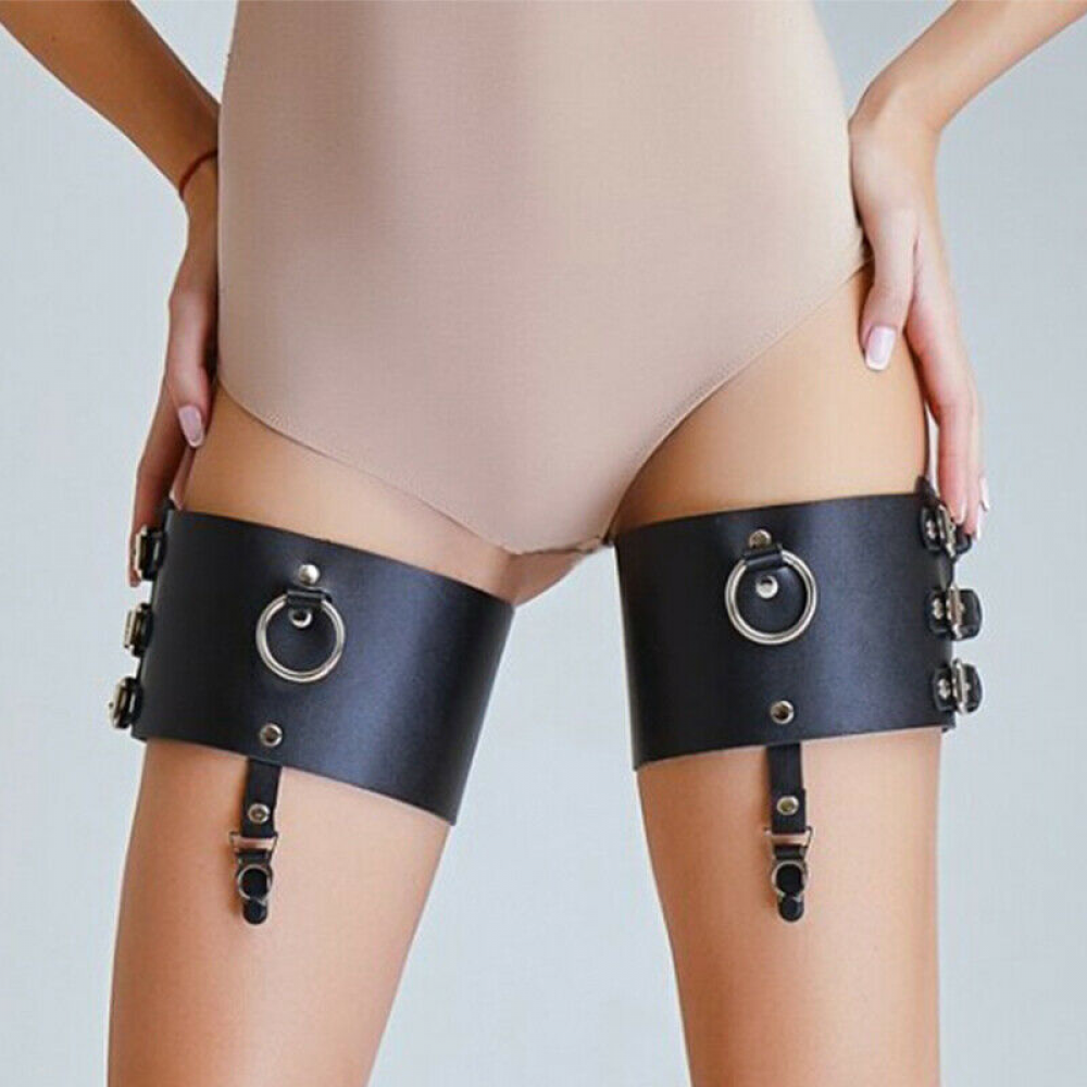 Fetish Women Synthetic Leather Leg Harness Belt Bdsm Thigh  display picture 3