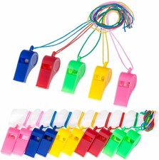 12x Plastic Whistles & Lanyards Necklace for Sports Rugby School Teams UK Seller