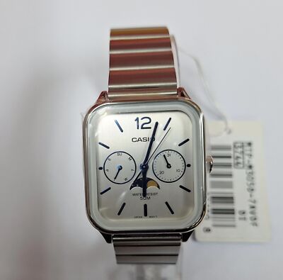 Casio MTP-M305D-7A Moon Phase Stainless Steel Silver Dial Mens