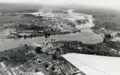 Aerial view of a city, in Gabon early 1900s Old Photo