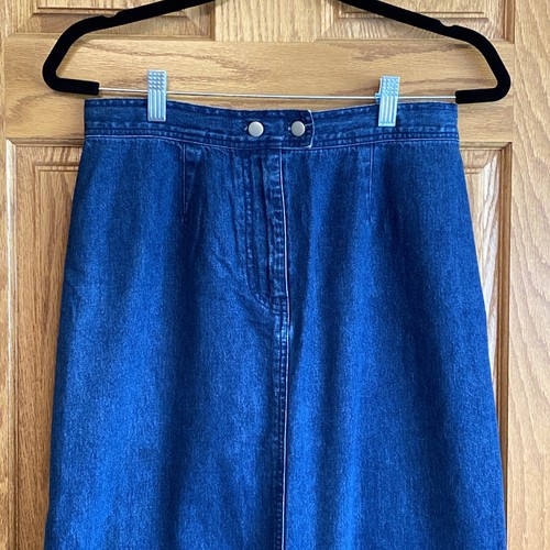 Denim A Line Maxi Skirt Womens 8 High Rise Casual Corner Dark Wash Vtg 90s - Picture 2 of 5