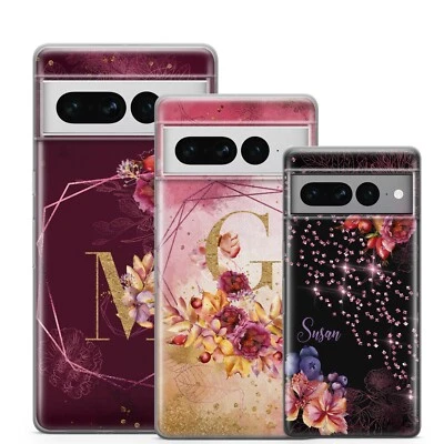 Personalisiert Name floraler goldener Buchstabe Gel Handyhülle für Google Pixel - Bild 1 von 4