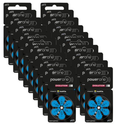 120x Power One EVOLUTION Hörgerätebatterien - P675 blau PR44 - (20x 6er Blister)