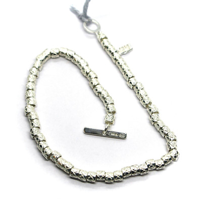 925 STERLING SILVER TUBES 4mm CUBES, DODO MARIANI BRACELET 21cm 8.3'', ITALY MADE