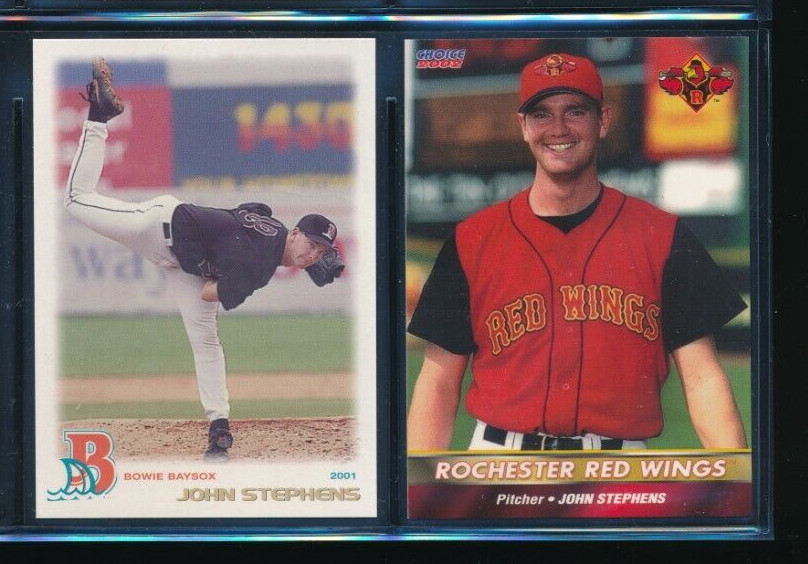 lot (2) John Stephens 2001 Grandstand #18 2002 Choice #23 Baysox (HY35) SWSW7