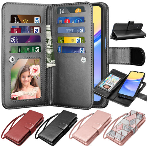 For Samsung Galaxy A15 5G Leather Wallet Case Magnetic Kickstand Phone Cover