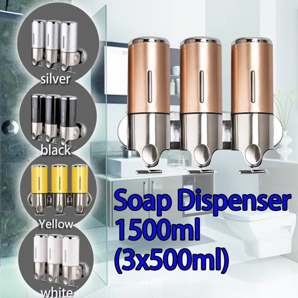 Bathroom Triple Shower Gel Dispenser Body Lotion Shampoo Liquid Soap