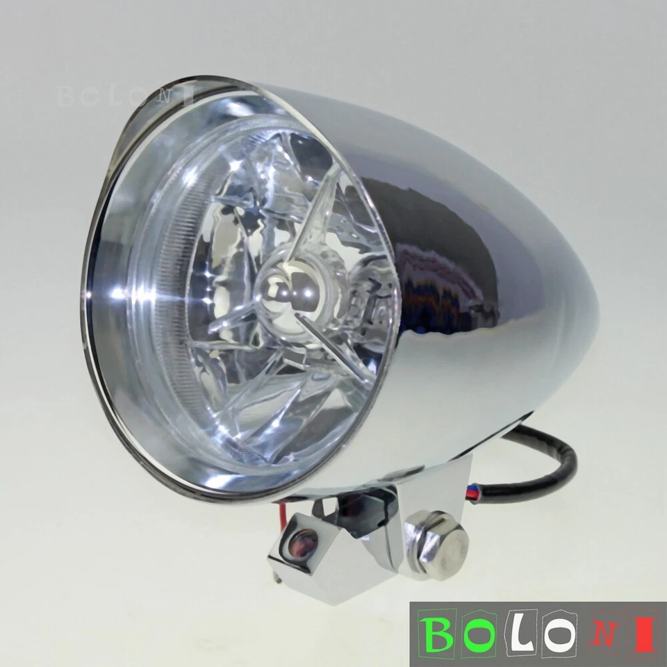 Lámpara de faro bala visera cromada de 4,5" para Harley Dyna Bobber Chopper Foto 2 de 4
