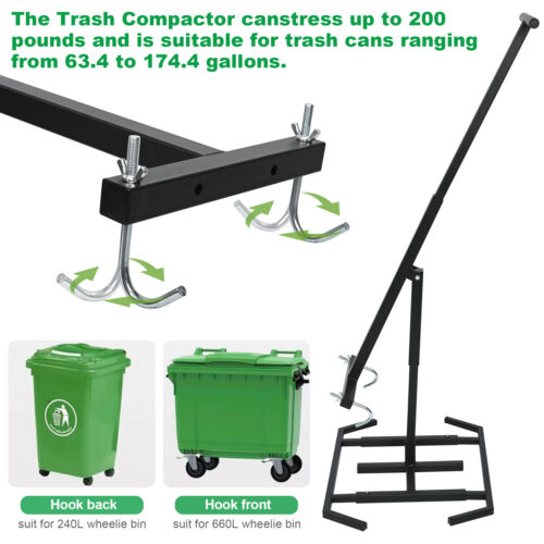 Manual Trash Compactor For Wheelie Bin Rubbish Can Adjustable Garbage Compressor - Picture 5 of 22