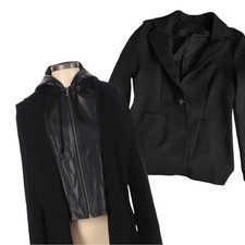 Ecru Convertible Blazer Hooded (removable) Leather Classy Boyfriend Jacket 2