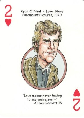 Ryan O' Neal Love Story 2 of Hearts - Hooray for Hollywood Playing Card