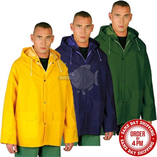 Raincoat Waterproof Rain Coat Work PVC Jacket Rainproof Raincoats Cloth Workwear - Picture 1 of 8