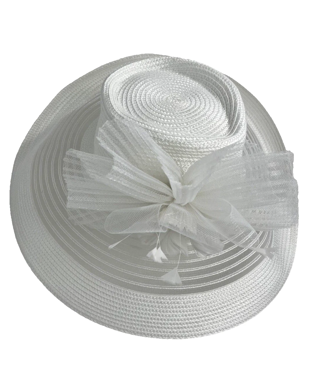 Bellissima women's Romantic Profile Dress Hat - White - Derby , Wedding